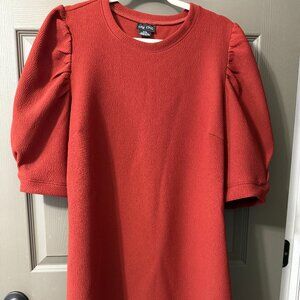 City Chic M/18 Red Puff Sleeve Shift Dress